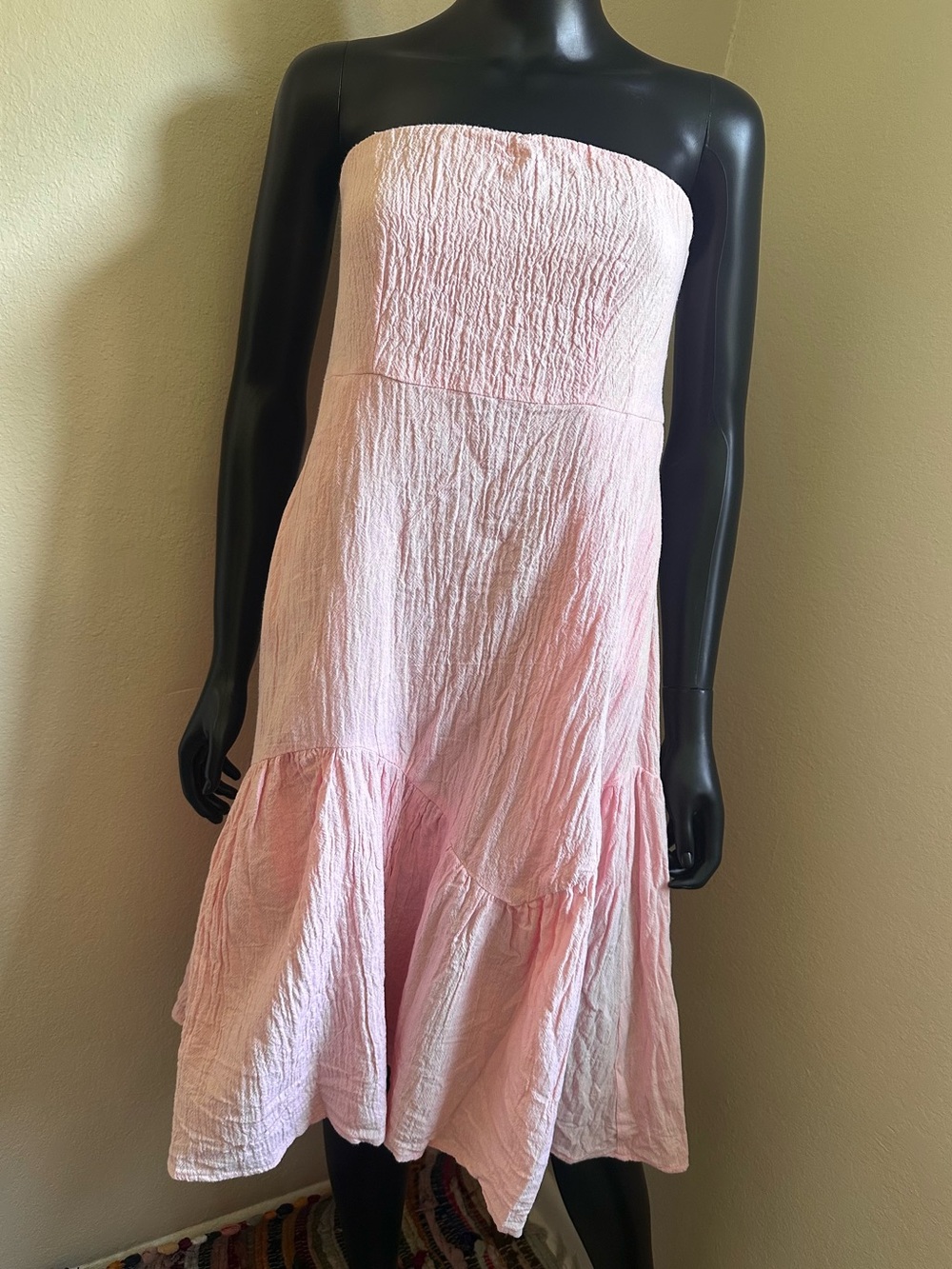 Seed Heritage Blush Pink Strapless Tiered Midi Sundress